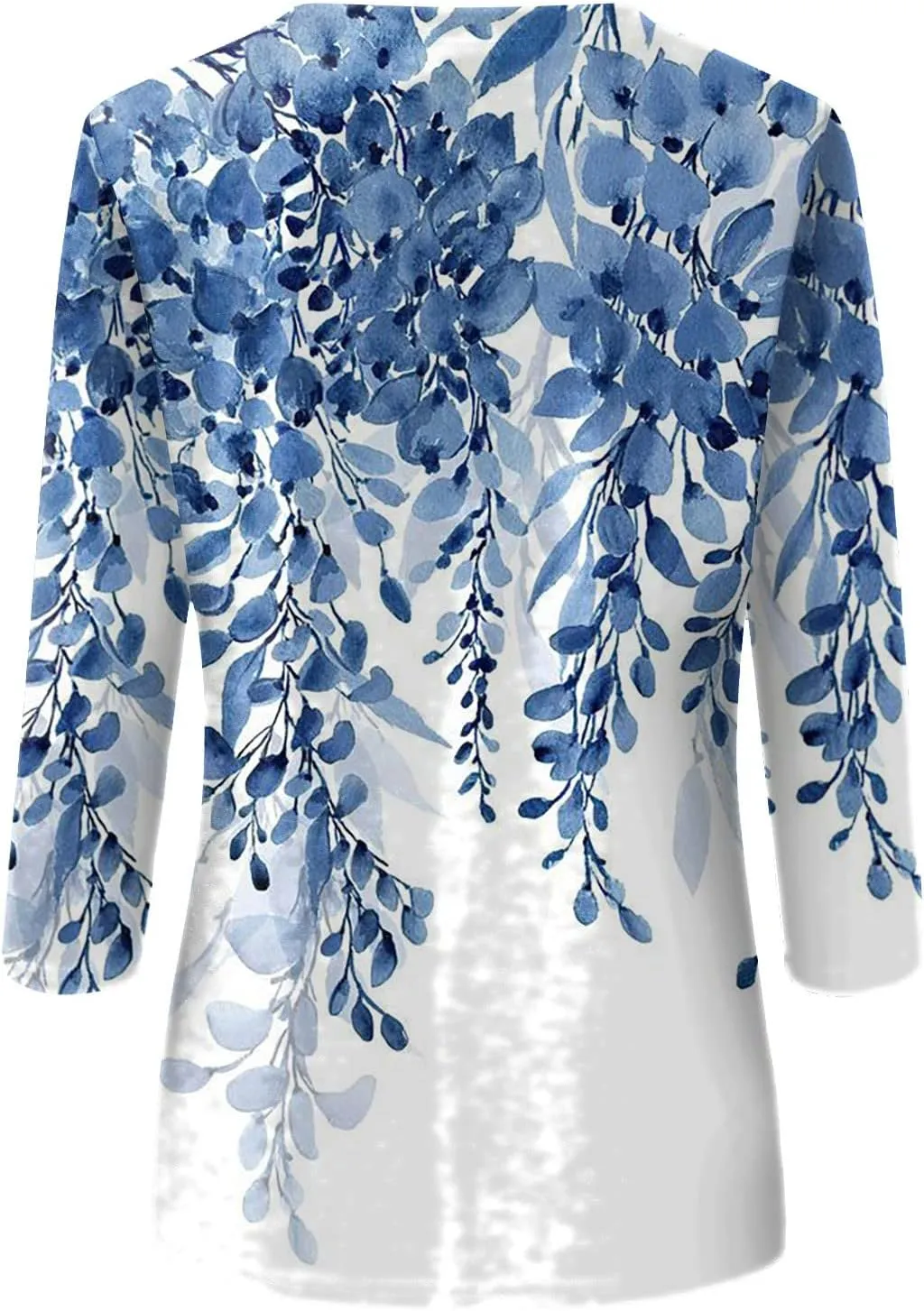 3/4 Length Sleeve Shirts for Women, Round Neck Cute Tunic Tops Basic Tees Casual Printed Blouses Loose Shirt Tops