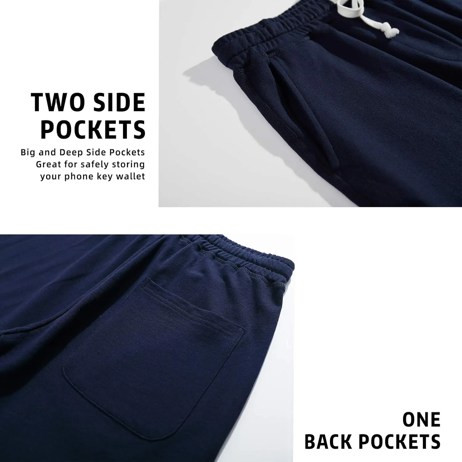 AMY COULEE Men's Casual Shorts 8" Cotton Athletic Workout Lounge Sweat Shorts with Pockets