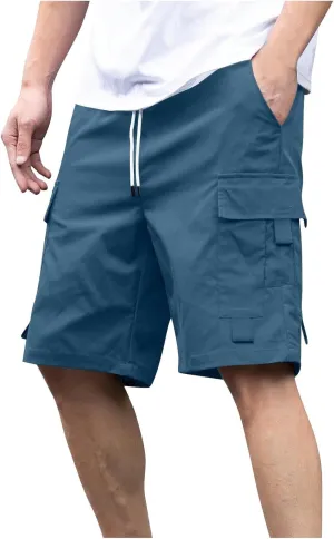 Big and Tall Cargo Shorts Drawstring Elastic Waist Outdoor Sweatshort Summer Casual Workout Gym Hiking Jogger Pockets