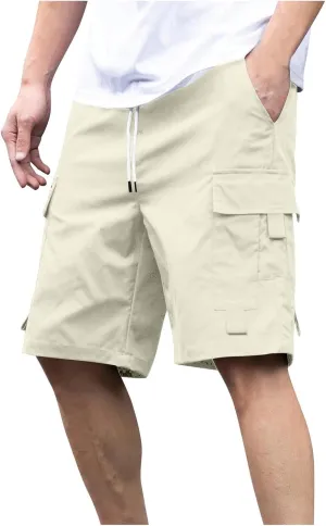 Big and Tall Cargo Shorts Drawstring Elastic Waist Outdoor Sweatshort Summer Casual Workout Gym Hiking Jogger Pockets