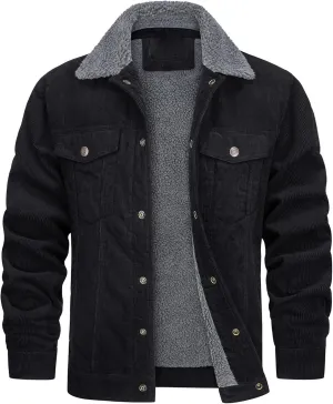 Bomber Jacket Men Fleece Sherpa Lined Winter Coats Warm Thick Cotton Casual Lapel Trucker Cargo Jacket