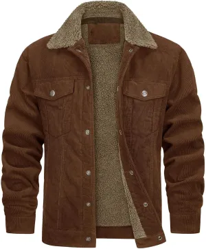 Bomber Jacket Men Fleece Sherpa Lined Winter Coats Warm Thick Cotton Casual Lapel Trucker Cargo Jacket