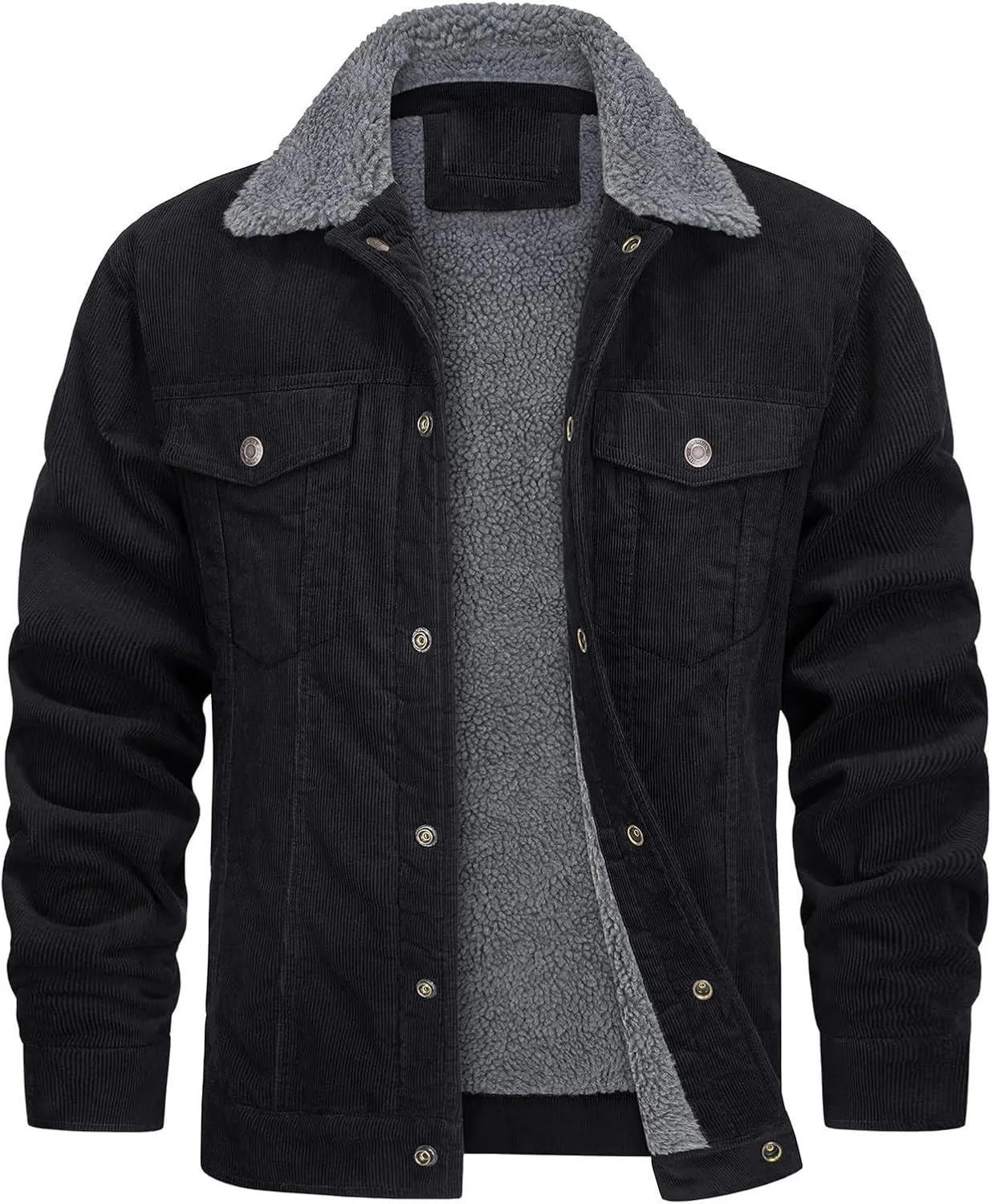 Bomber Jacket Men Fleece Sherpa Lined Winter Coats Warm Thick Cotton Casual Lapel Trucker Cargo Jacket