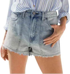 BTDECLAR Womens Denim Shorts High Waisted Button Fly Stretchy Straight Leg Raw Hem Jean Shorts Distressed Ripped Denim Shorts
