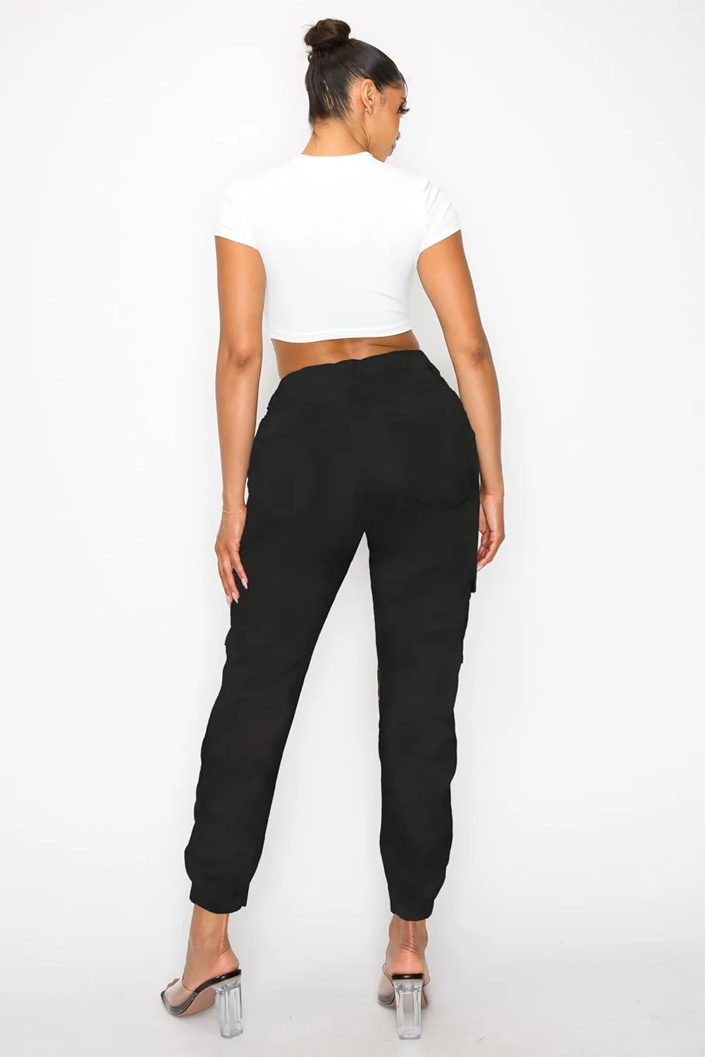 BWN Women's Camo Cargo Jogger Pants – Slim Fit Army High Waisted Joggers Fatigue Elastic Waistband Tapered Camouflage Trouser