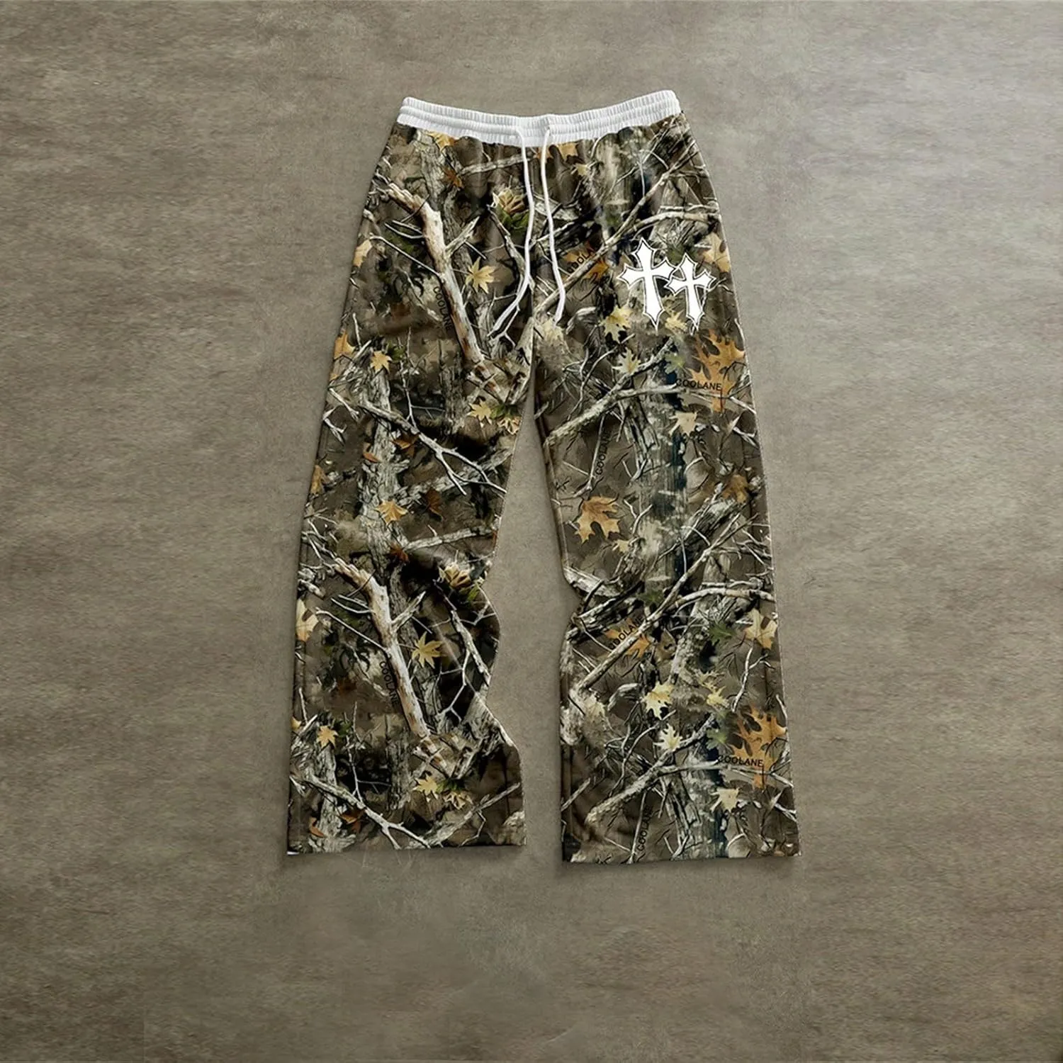 Camo Pants Women Graphic Baggy Sweatpants Camo Print Straight Wide Leg Joggers Street Wear Drawstring Sweat Pant