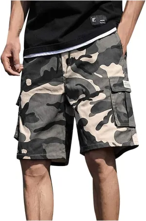 Camo Shorts for Mens 2025 Summer Outdoor Workout Training Overalls Fashion Drawstring Casual Shorts with Multi Pocket