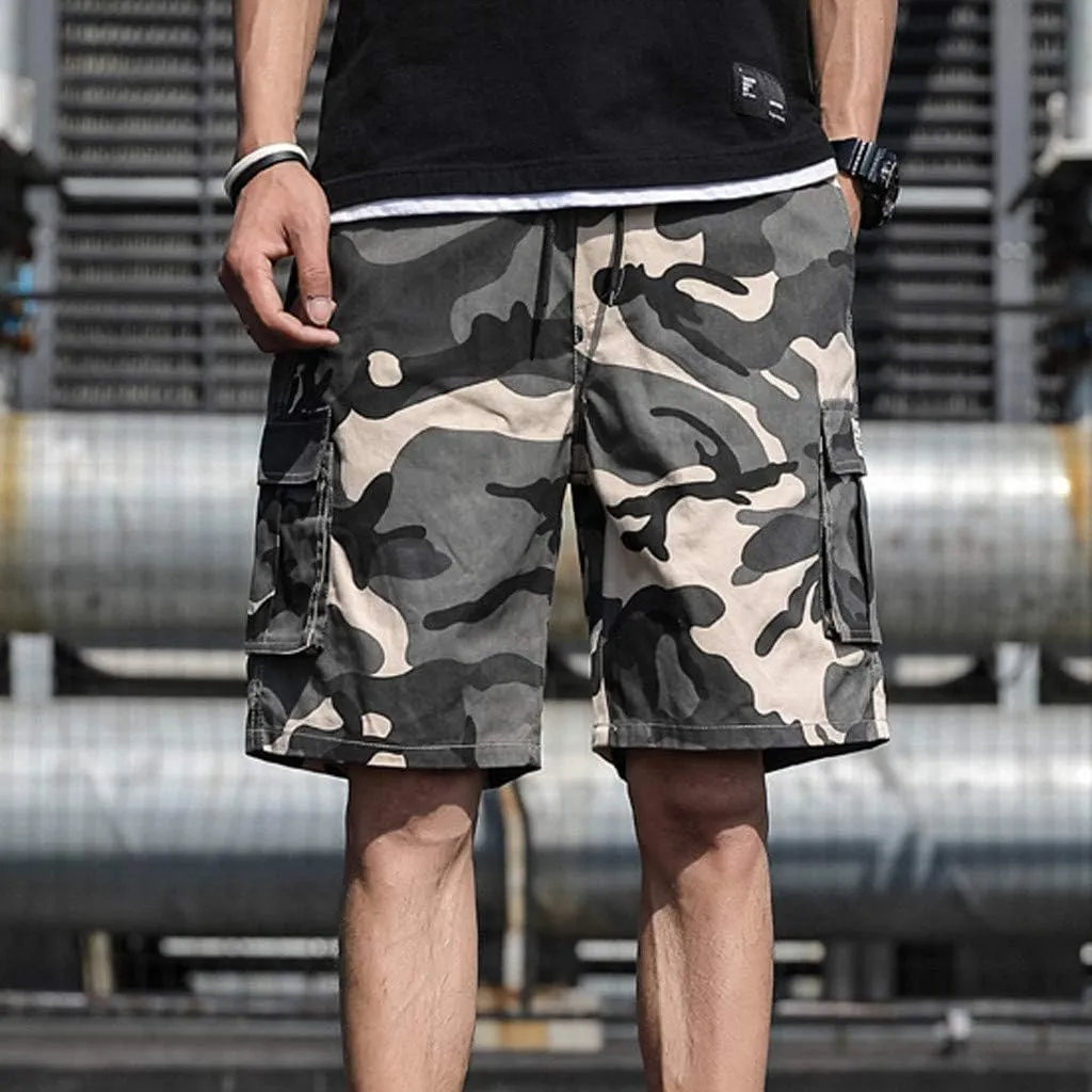Camo Shorts for Mens 2025 Summer Outdoor Workout Training Overalls Fashion Drawstring Casual Shorts with Multi Pocket