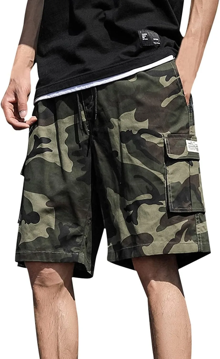Camo Shorts for Mens 2025 Summer Outdoor Workout Training Overalls Fashion Drawstring Casual Shorts with Multi Pocket