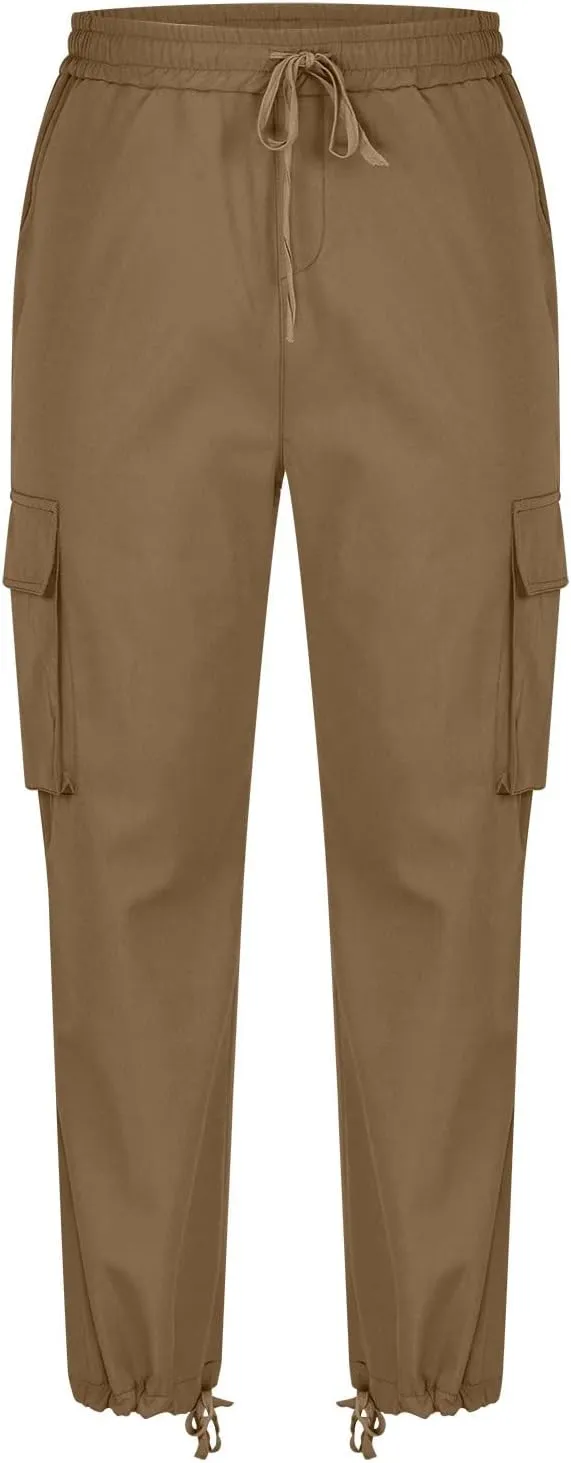 Cargo Pants for Men Baggy Fleece Heavyweight Cargo Pants Workout Athletic Waist Drawstring Cargo Pants with Multi Pockets
