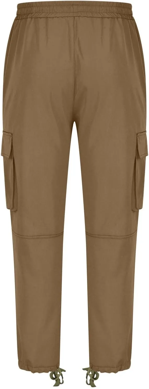 Cargo Pants for Men Baggy Fleece Heavyweight Cargo Pants Workout Athletic Waist Drawstring Cargo Pants with Multi Pockets