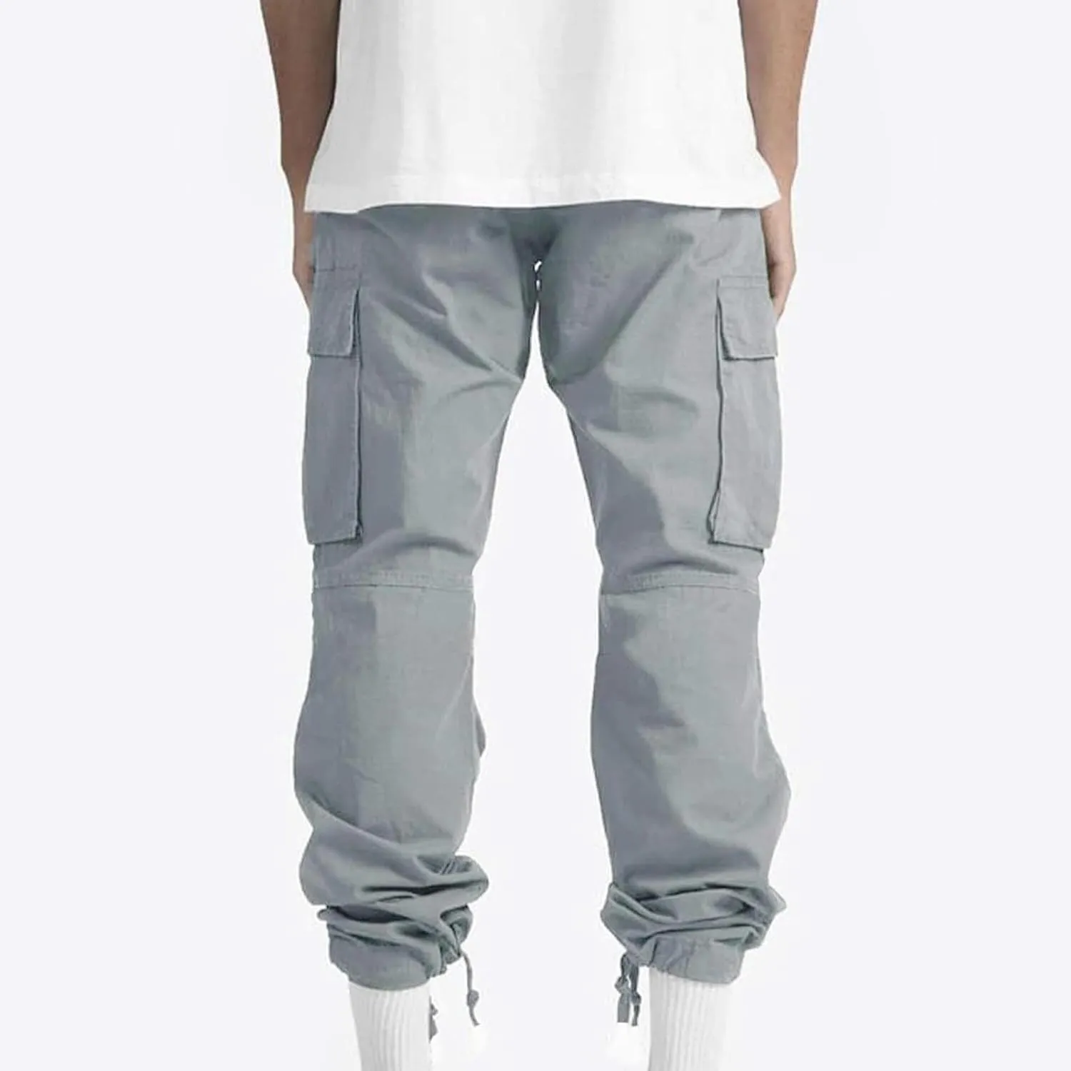 Cargo Pants for Men Baggy Fleece Heavyweight Cargo Pants Workout Athletic Waist Drawstring Cargo Pants with Multi Pockets