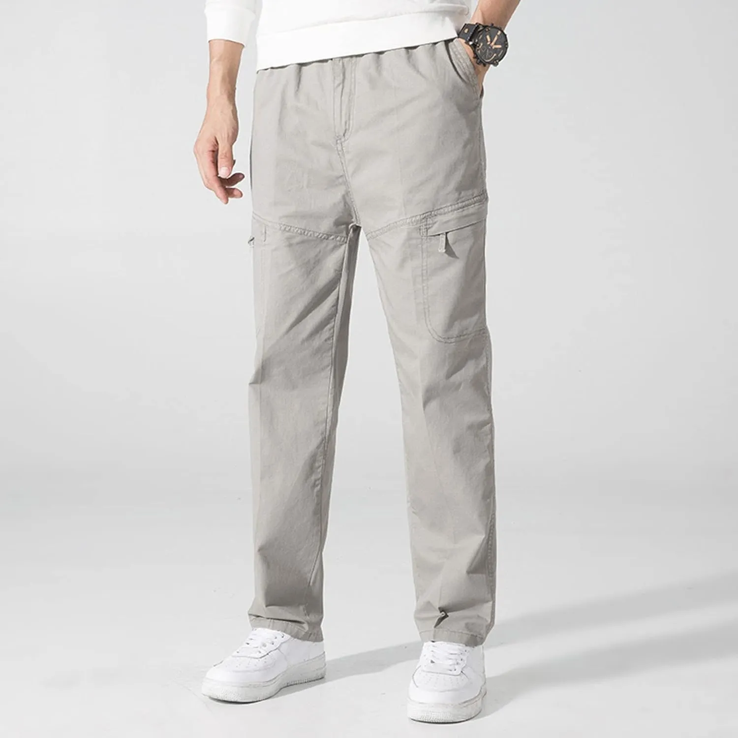 Cargo Pants for Men,Mens Joggers Pants Cotton Drawstring Casual Chino Cargo Pants Hiking Jogging Sweatpants