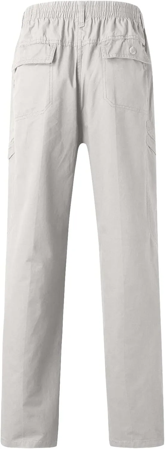 Cargo Pants for Men,Mens Joggers Pants Cotton Drawstring Casual Chino Cargo Pants Hiking Jogging Sweatpants