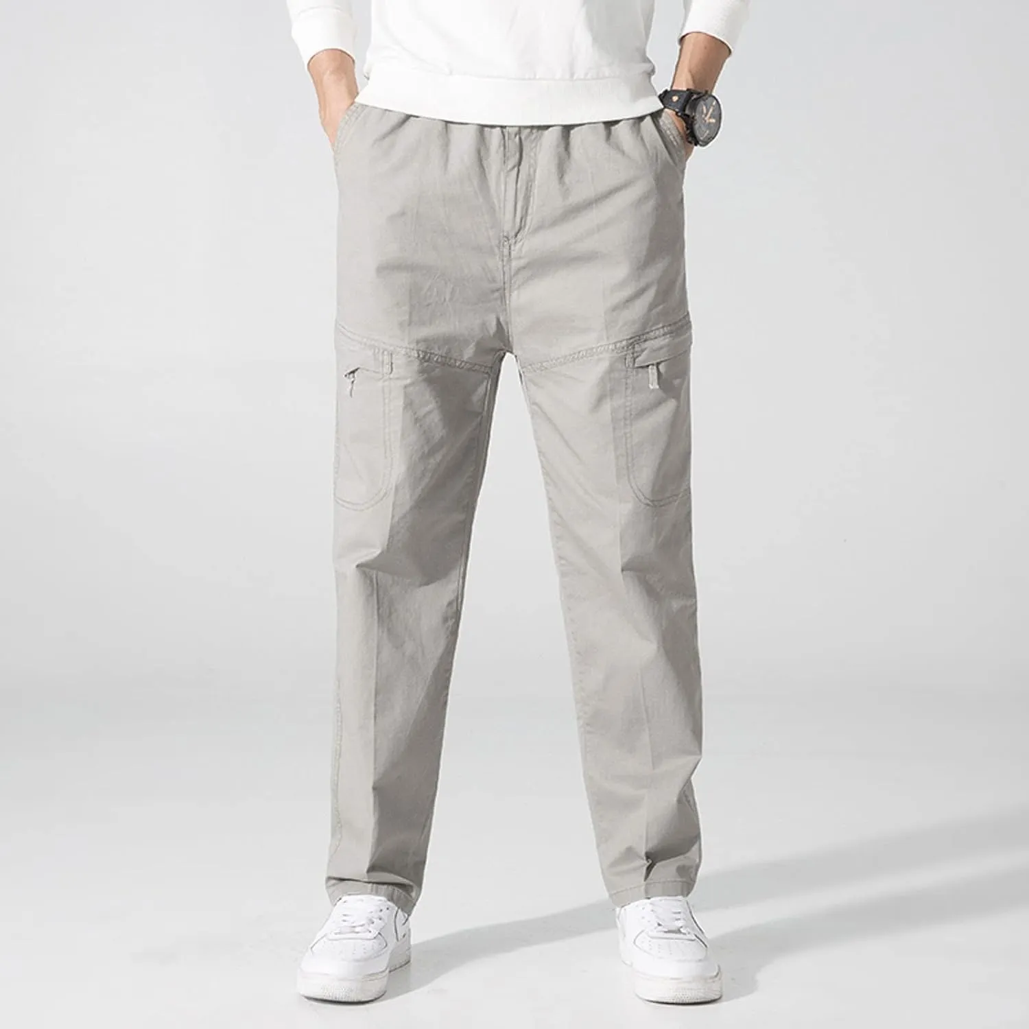 Cargo Pants for Men,Mens Joggers Pants Cotton Drawstring Casual Chino Cargo Pants Hiking Jogging Sweatpants