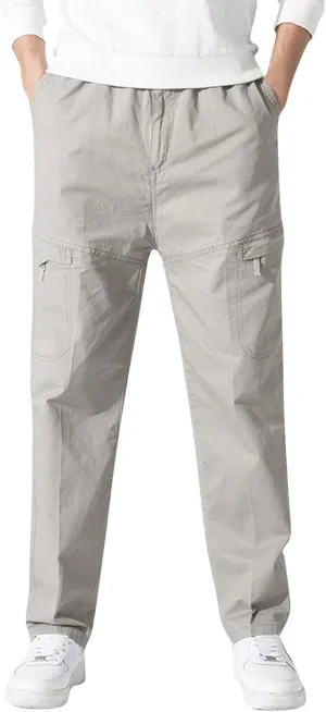 Cargo Pants for Men,Mens Joggers Pants Cotton Drawstring Casual Chino Cargo Pants Hiking Jogging Sweatpants