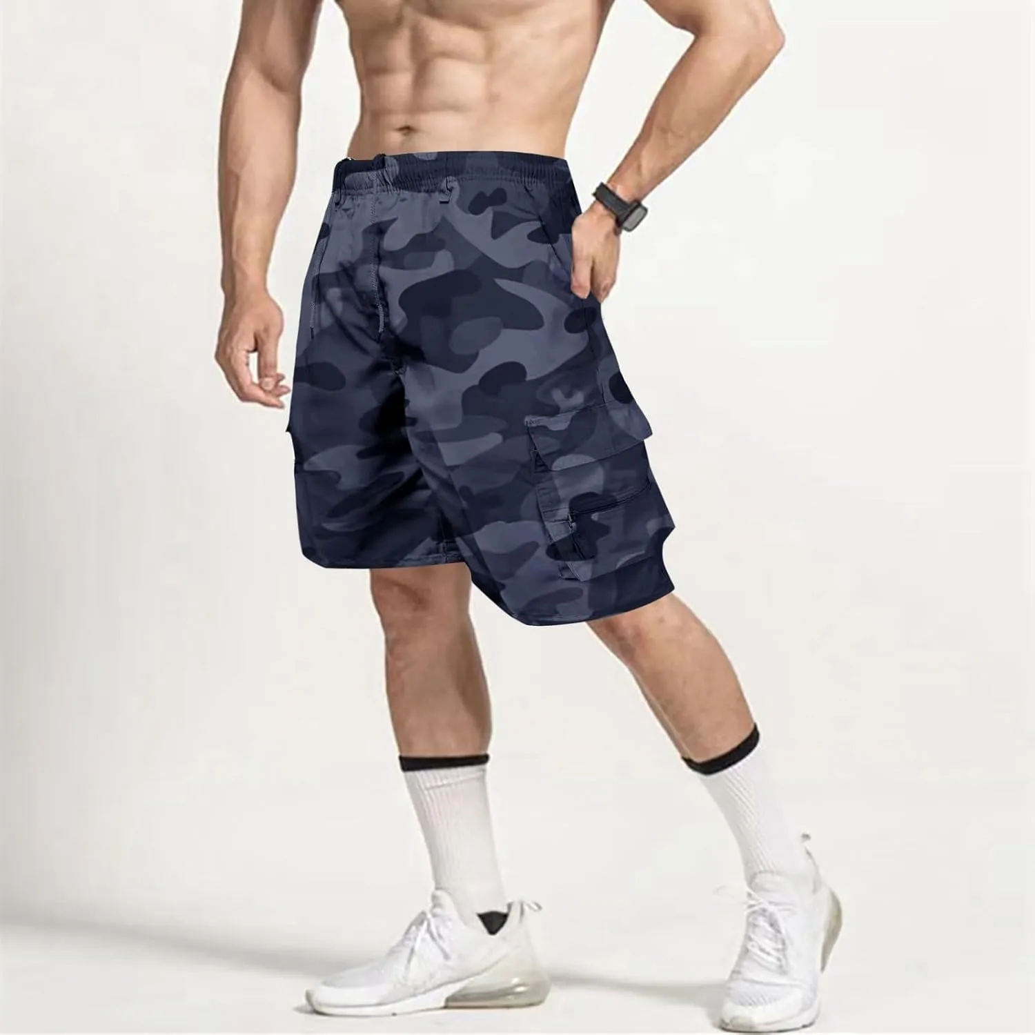 Cargo Shorts for Men Basketball Athletic Shorts Lightweight Outdoor Baggy Fit Shorts Multi Pocket Cargo Pants
