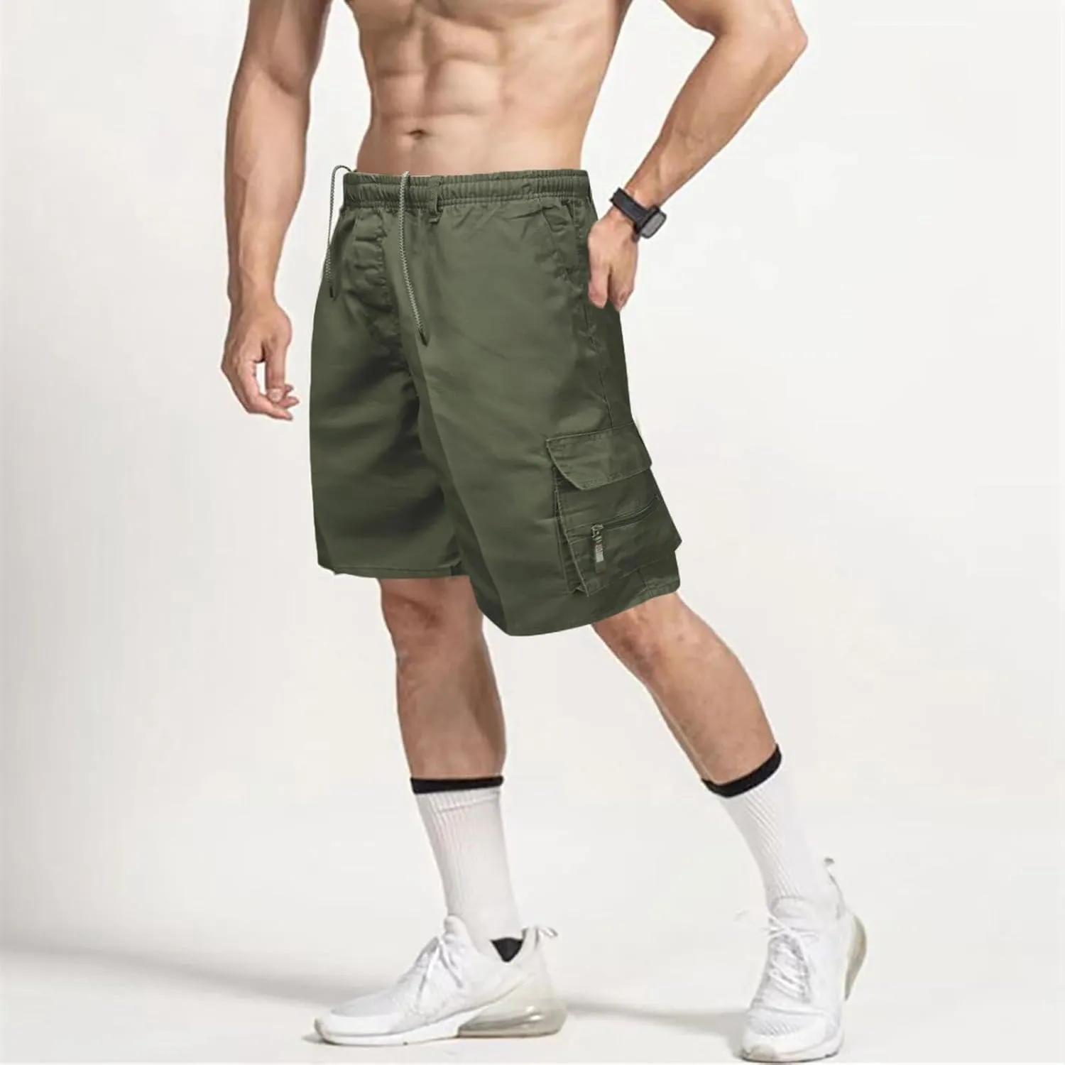Cargo Shorts for Men Basketball Athletic Shorts Lightweight Outdoor Baggy Fit Shorts Multi Pocket Cargo Pants