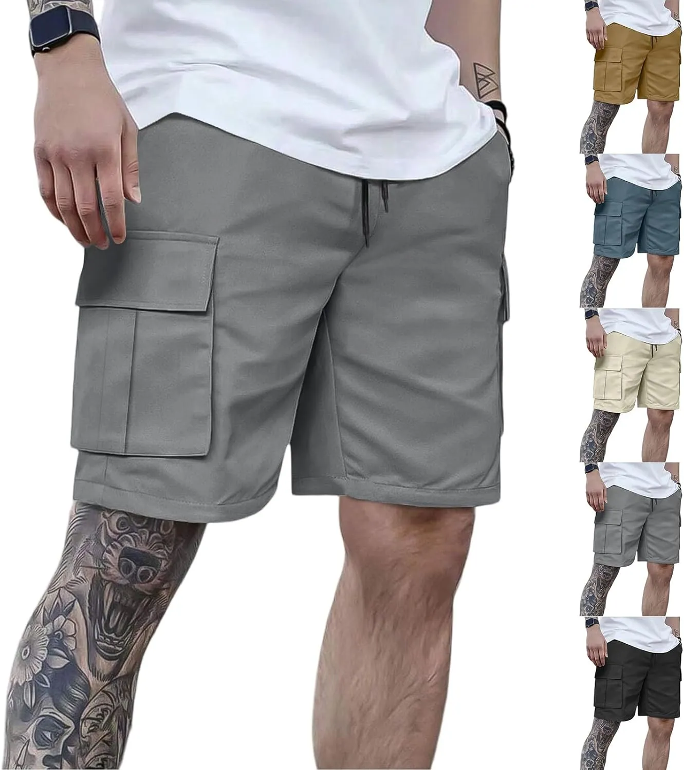 Cargo Shorts for Men Below Knee Lightweight Quick Dry Chino Work Shorts with Multip Pockets Mencomfy Cargo Pants