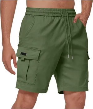 Cargo Shorts for Men Big Tall Elastic Waist Wrangler Long Cargo Shorts Casual Summer Lightweight Gym Work Short Pants