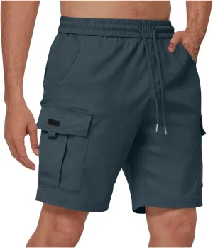 Cargo Shorts for Men Big Tall Elastic Waist Wrangler Long Cargo Shorts Casual Summer Lightweight Gym Work Short Pants