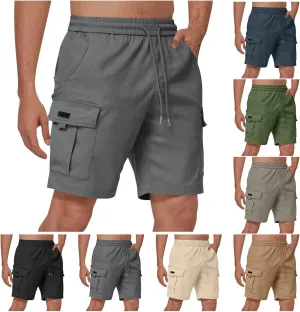 Cargo Shorts for Men Big Tall Elastic Waist Wrangler Long Cargo Shorts Casual Summer Lightweight Gym Work Short Pants