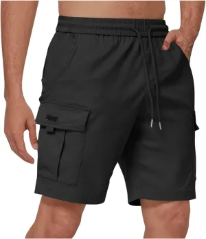 Cargo Shorts for Men Big Tall Elastic Waist Wrangler Long Cargo Shorts Casual Summer Lightweight Gym Work Short Pants