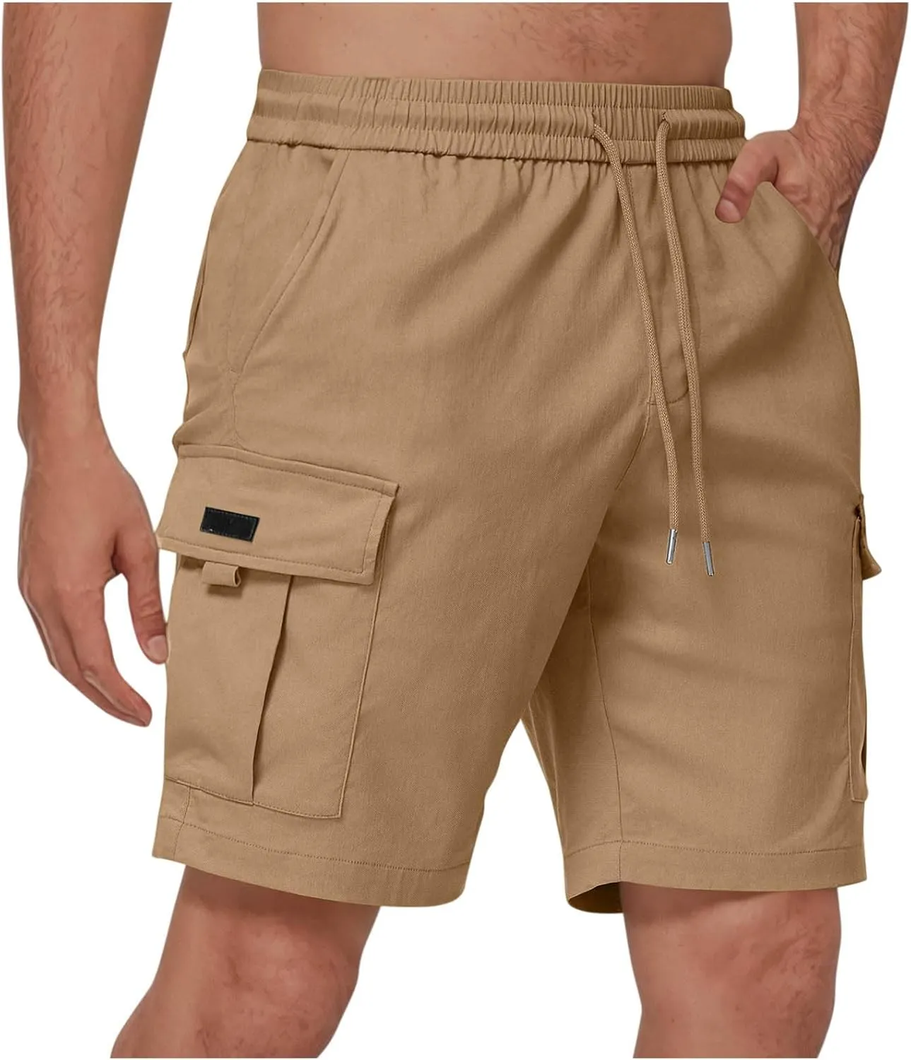Cargo Shorts for Men Big Tall Elastic Waist Wrangler Long Cargo Shorts Casual Summer Lightweight Gym Work Short Pants