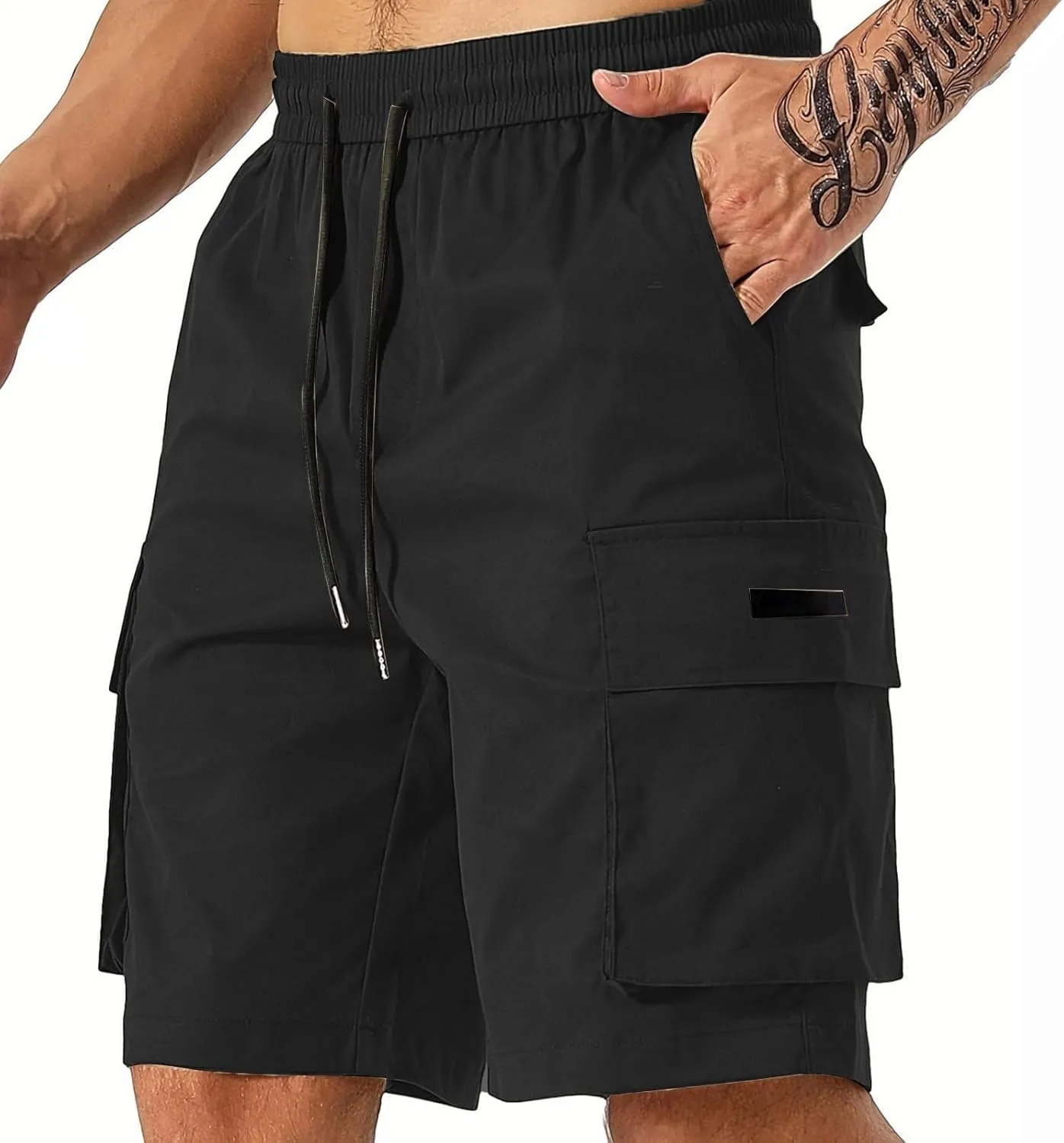 Cargo Shorts for Men Elastic Waist Drawstring Casual Pant 2025 Summer Relaxed Fit Comfy Work Shorts with Multi Pocket
