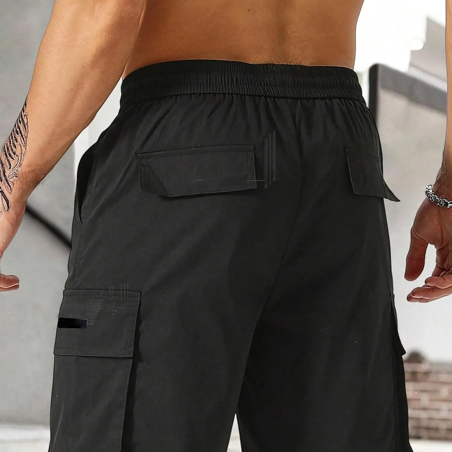 Cargo Shorts for Men Elastic Waist Drawstring Casual Pant 2025 Summer Relaxed Fit Comfy Work Shorts with Multi Pocket