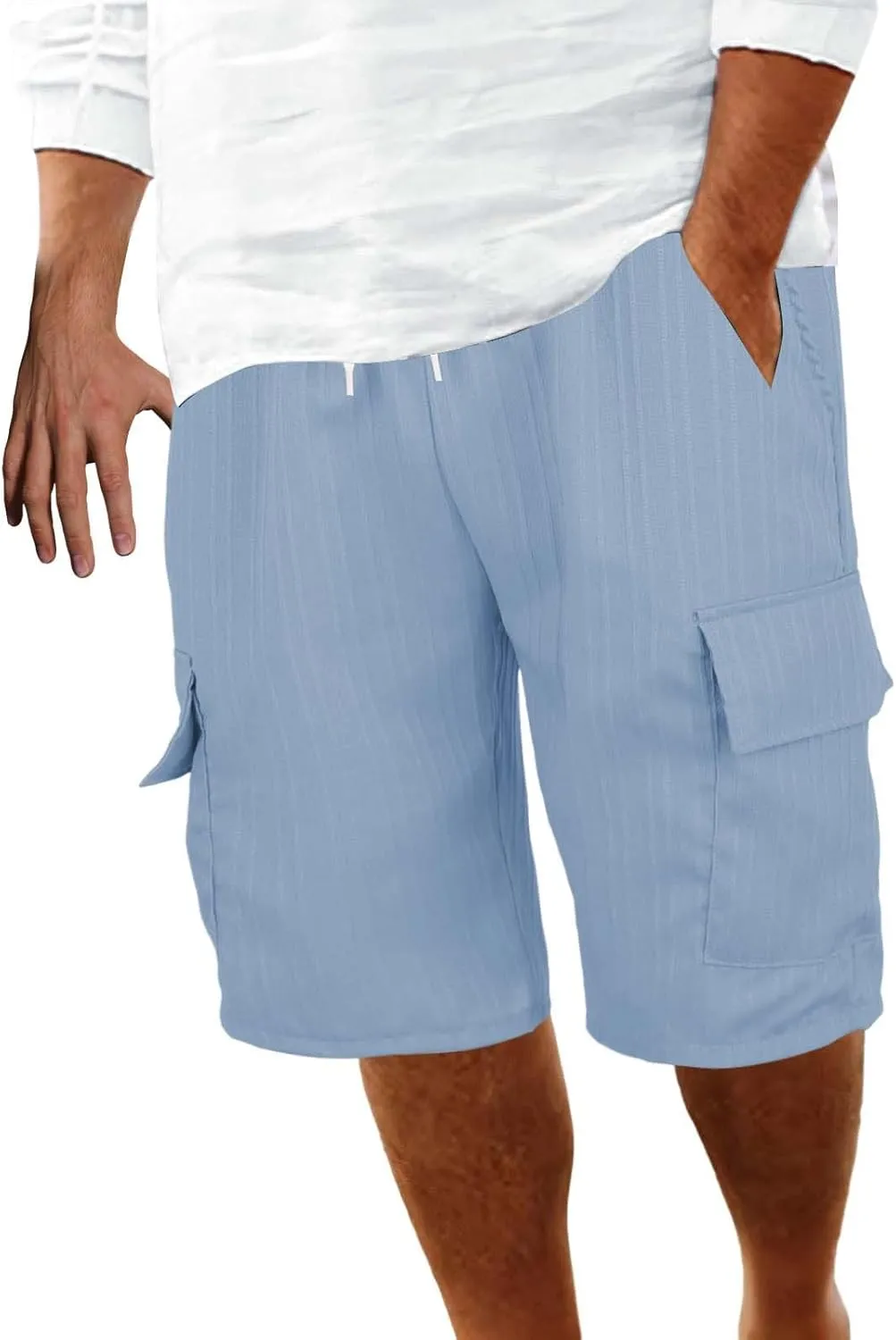 Cargo Shorts for Men Quick Dry Lightweight Breathable Elastic Waist Drawstring Lounge Pants Sports Shorts with Pocket