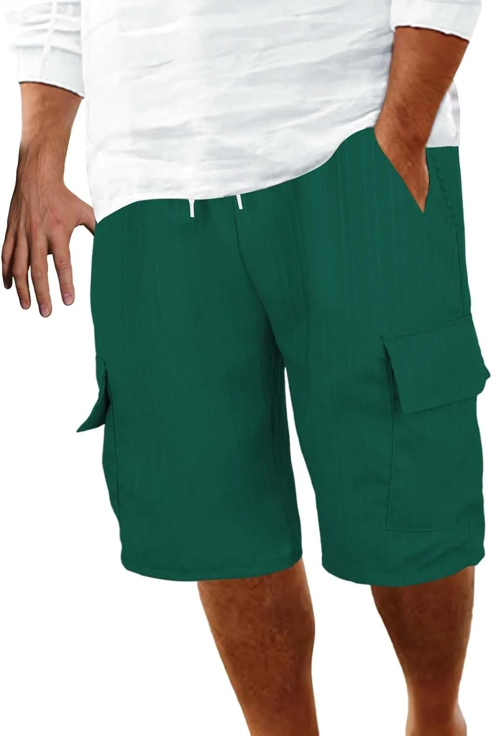 Cargo Shorts for Men Quick Dry Lightweight Breathable Elastic Waist Drawstring Lounge Pants Sports Shorts with Pocket