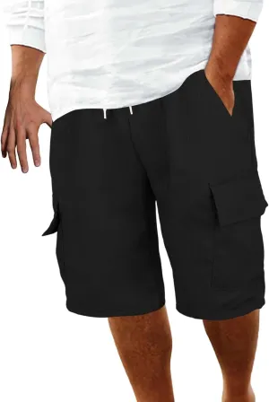 Cargo Shorts for Men Quick Dry Lightweight Breathable Elastic Waist Drawstring Lounge Pants Sports Shorts with Pocket