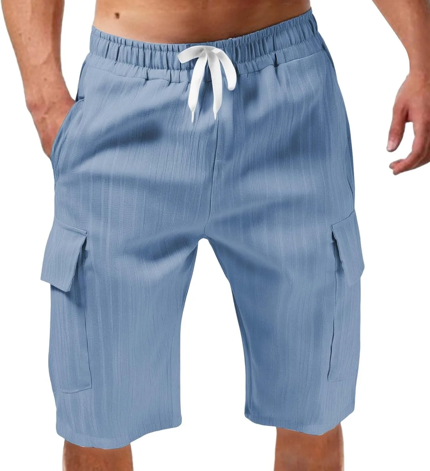 Cargo Shorts for Men Quick Dry Lightweight Breathable Elastic Waist Drawstring Lounge Pants Sports Shorts with Pocket