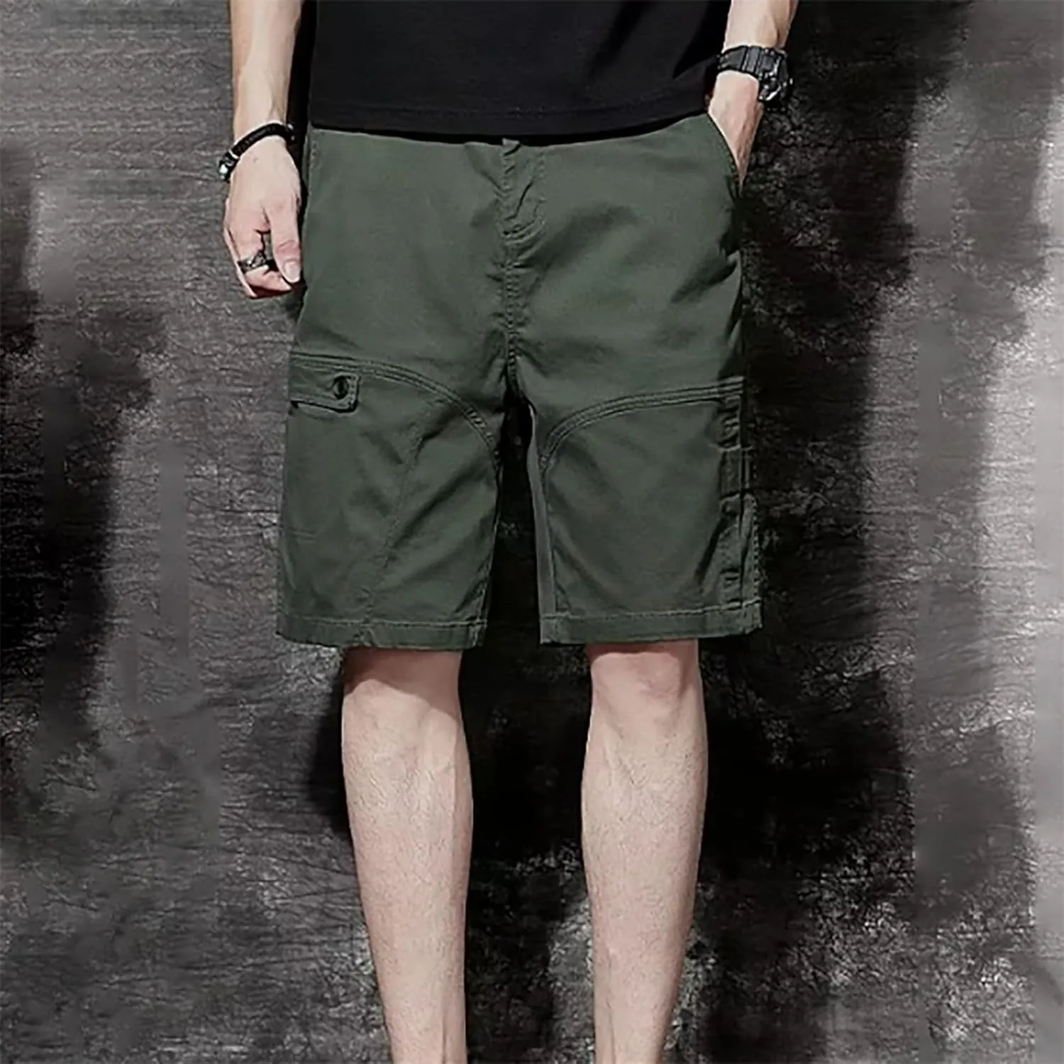 Cargo Shorts for Men Thin Baggy Comfy Retro Functional Sport SweatShorts Trendy Drawstring Summer Shorts with Pockets