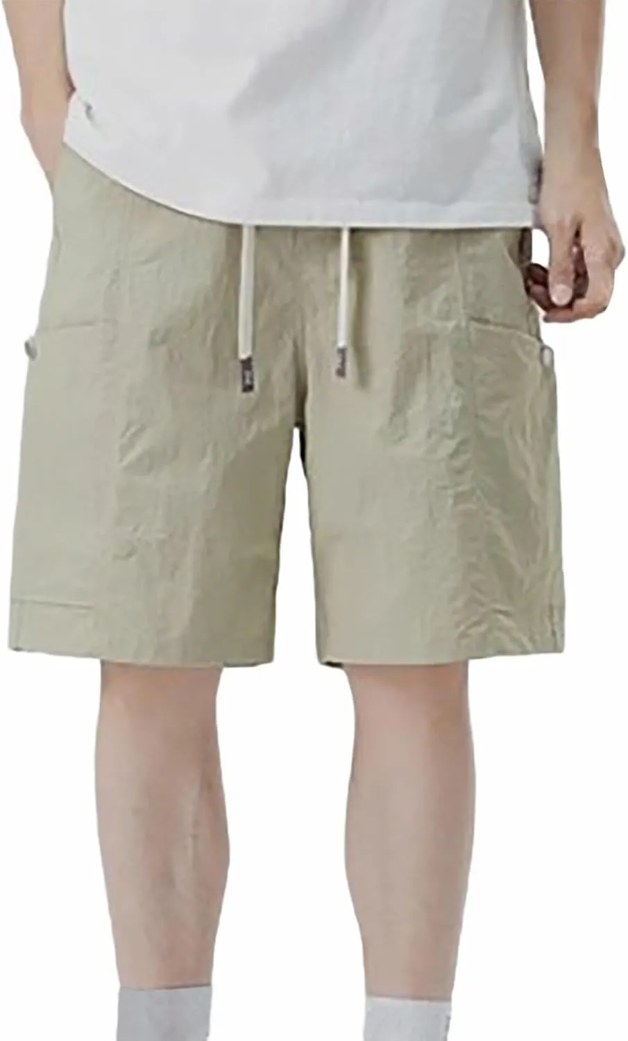 Cargo Shorts for Men Thin Baggy Comfy Retro Functional Sport SweatShorts Trendy Drawstring Summer Shorts with Pockets