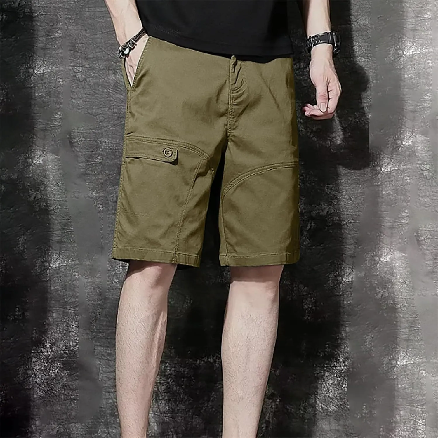 Cargo Shorts for Men Thin Baggy Comfy Retro Functional Sport SweatShorts Trendy Drawstring Summer Shorts with Pockets