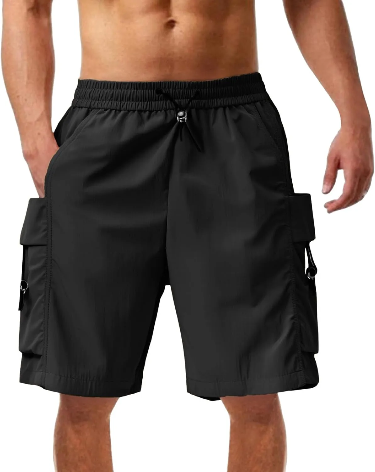 Cargo Shorts for Mens Elastic Waist Drawstring Casual Pants Loose Fit Comfy Summer SweatShorts with Multi Pocket 2025