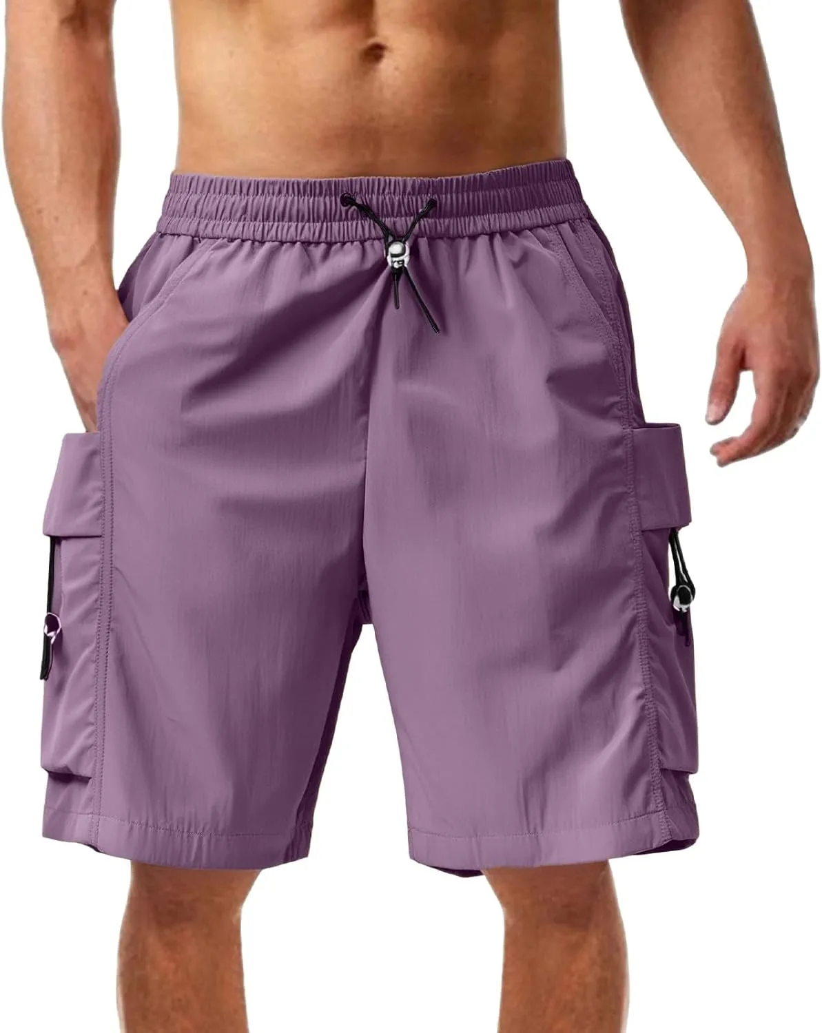 Cargo Shorts for Mens Elastic Waist Drawstring Casual Pants Loose Fit Comfy Summer SweatShorts with Multi Pocket 2025
