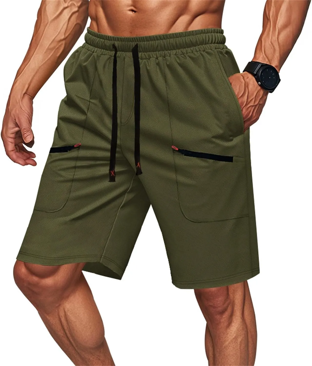 Cargo Shorts for Mens Outdoor Tactiacl Training Loose Fit Comfy Cool Summer Pants Waist Drawstring Shorts with Pocket