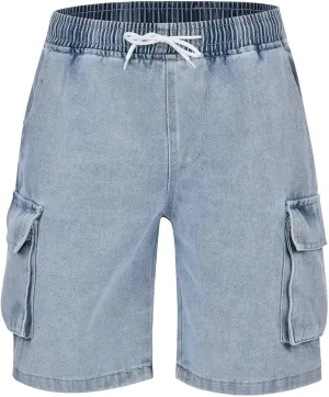 Cargo Shorts for Mens Summer Loose Fit Comfy Cool Thin Outdoor Hiking Jeans Elastic Waist Drawstring Widel Leg Pants