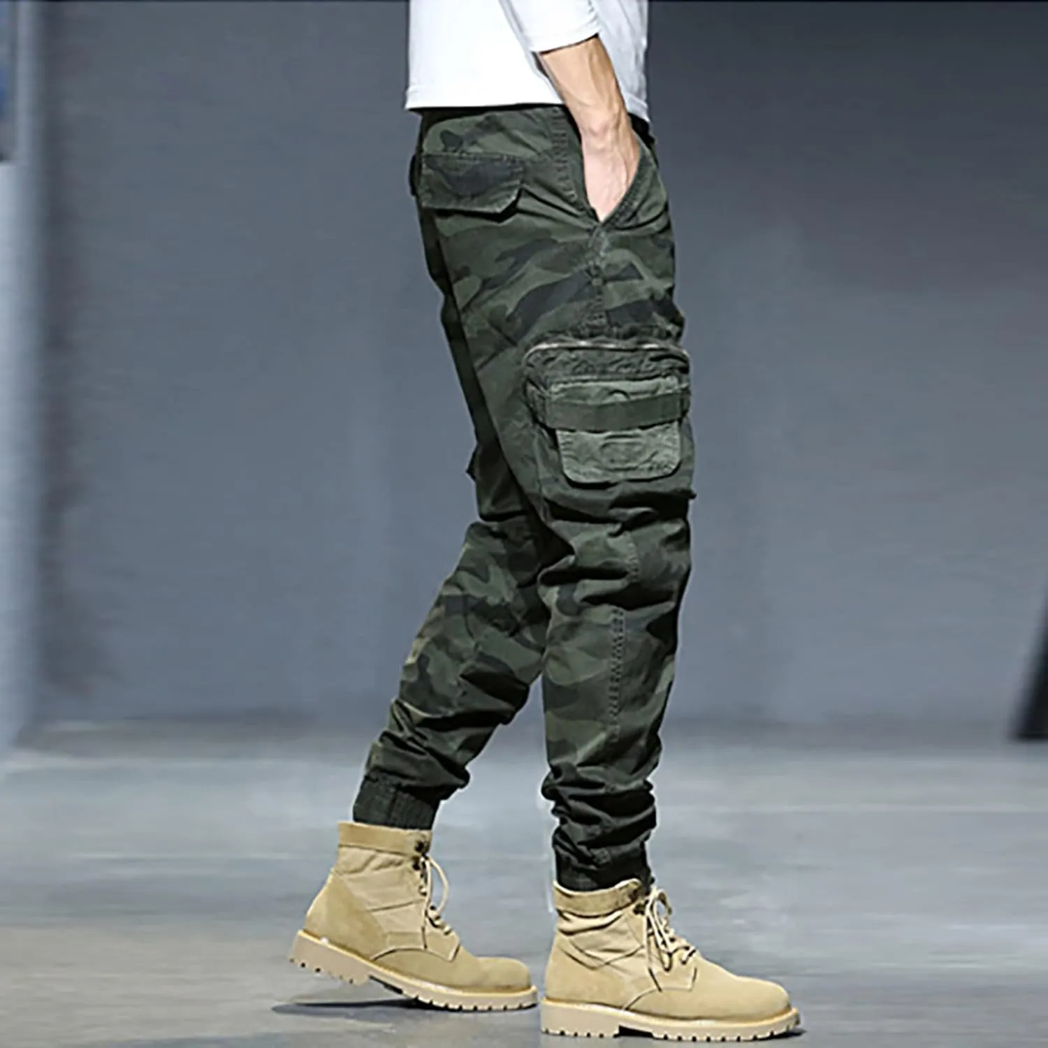 Cargo Sweatpants for Men Big and Tall Pockets Men's Winter Cargo Pants Thick Fleece Joggers Loose Sport Long Trousers
