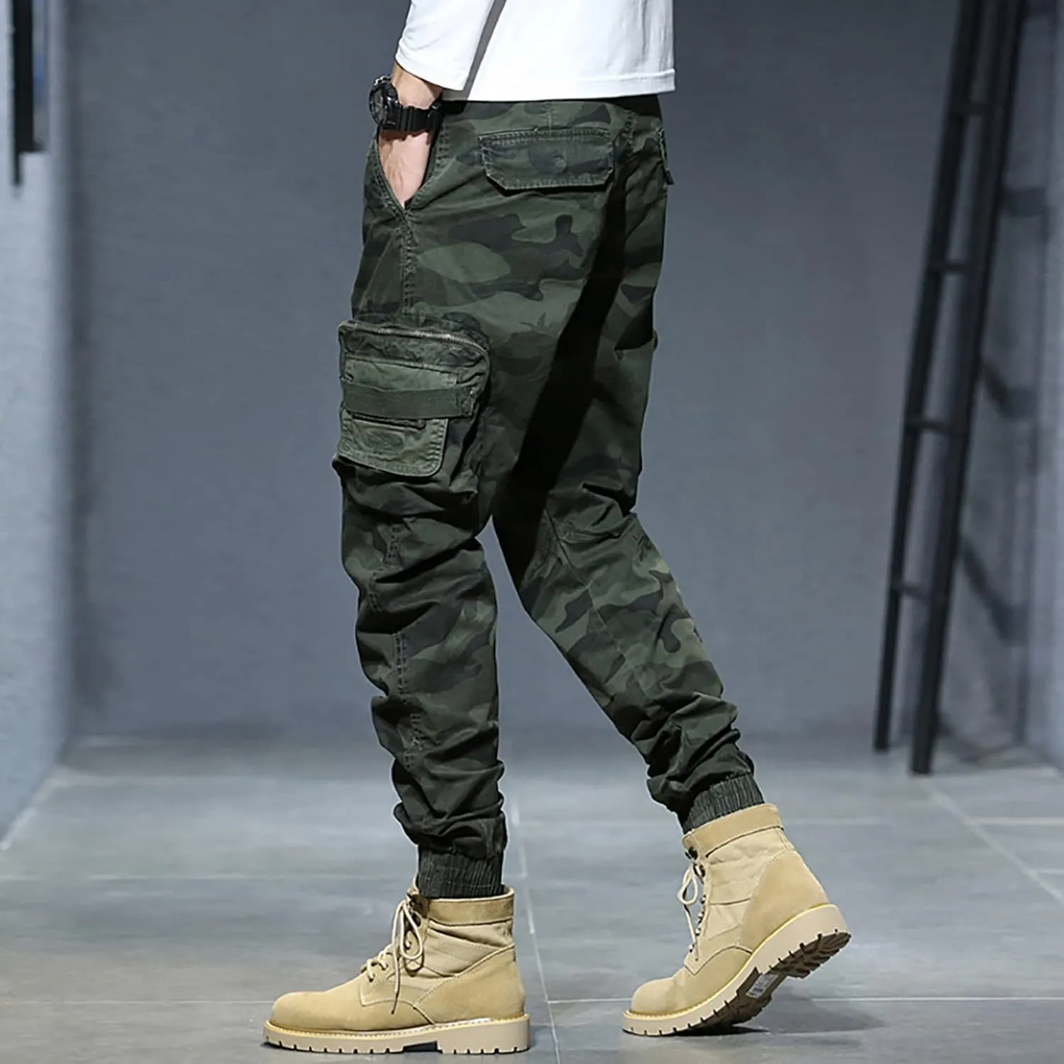 Cargo Sweatpants for Men Big and Tall Pockets Men's Winter Cargo Pants Thick Fleece Joggers Loose Sport Long Trousers