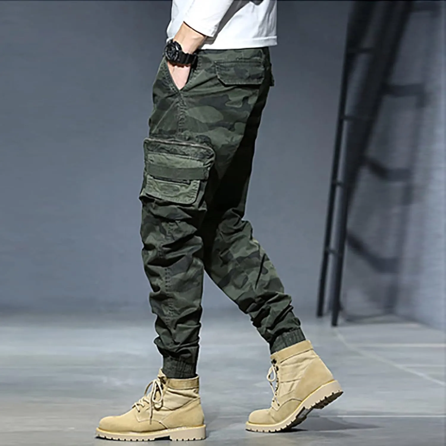 Cargo Sweatpants for Men Big and Tall Pockets Men's Winter Cargo Pants Thick Fleece Joggers Loose Sport Long Trousers