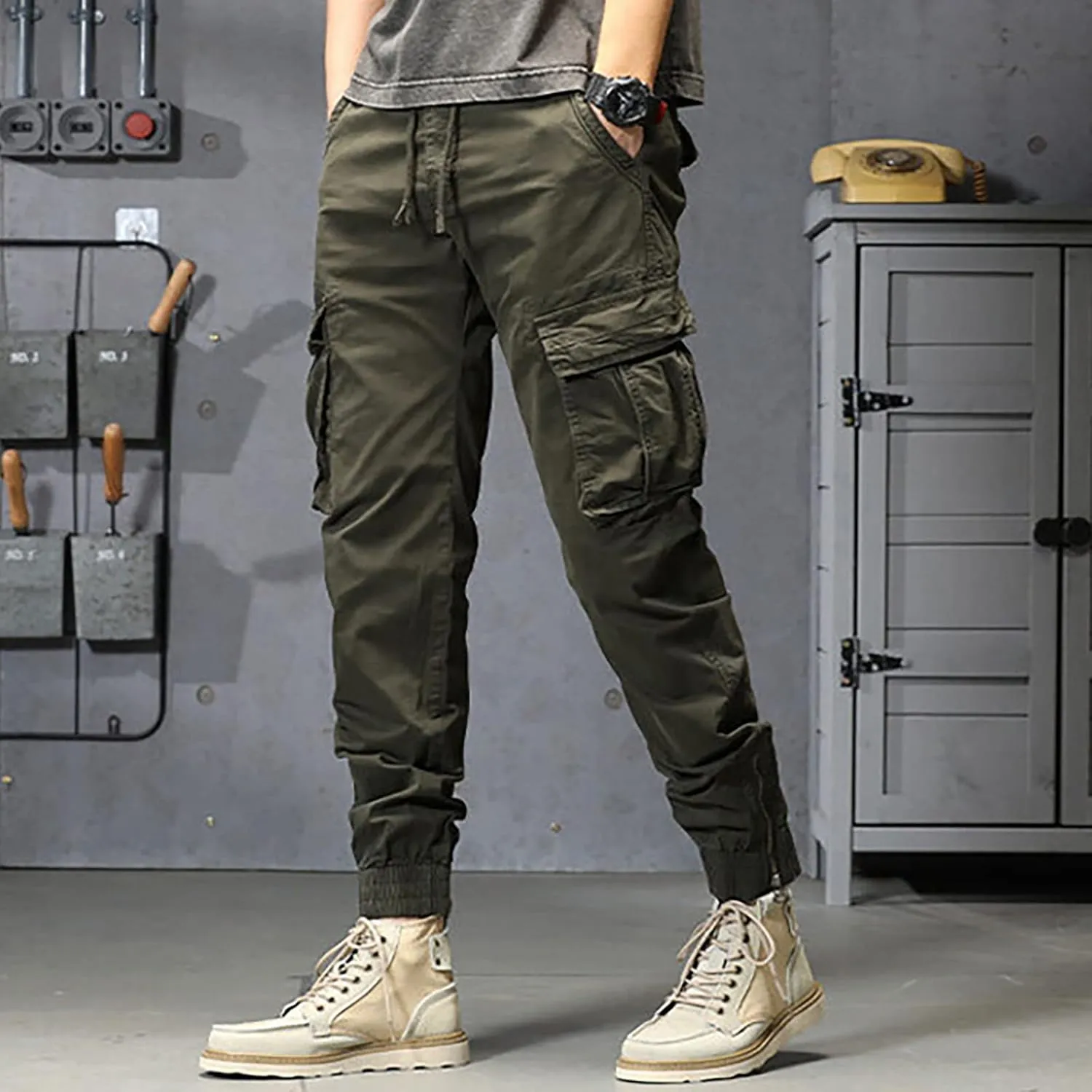 Cargo Sweatpants for Men Jogger Pants Athletic Chino Trousers Sweatpants Track Pants Men Man Casual Cargo Pants Solid