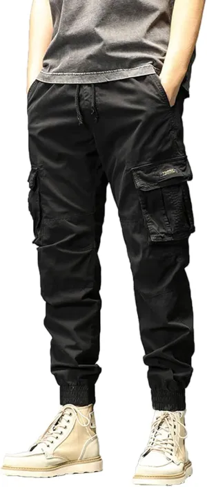 Cargo Trousers for Men Pockets Mens Sweatpants Big and Tall Fleece Lined Cargo Trousers Bottom Casual Baggy Athletic