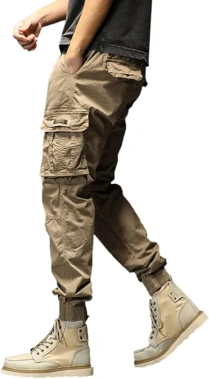 Cargo Trousers for Men Pockets Mens Sweatpants Big and Tall Fleece Lined Cargo Trousers Bottom Casual Baggy Athletic