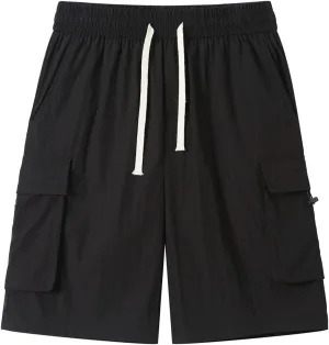 Casual Cargo Shorts for Men Elastic Waist Drawstring Summer Pants 2025 Workout Running SweatShorts with Multi Pockets