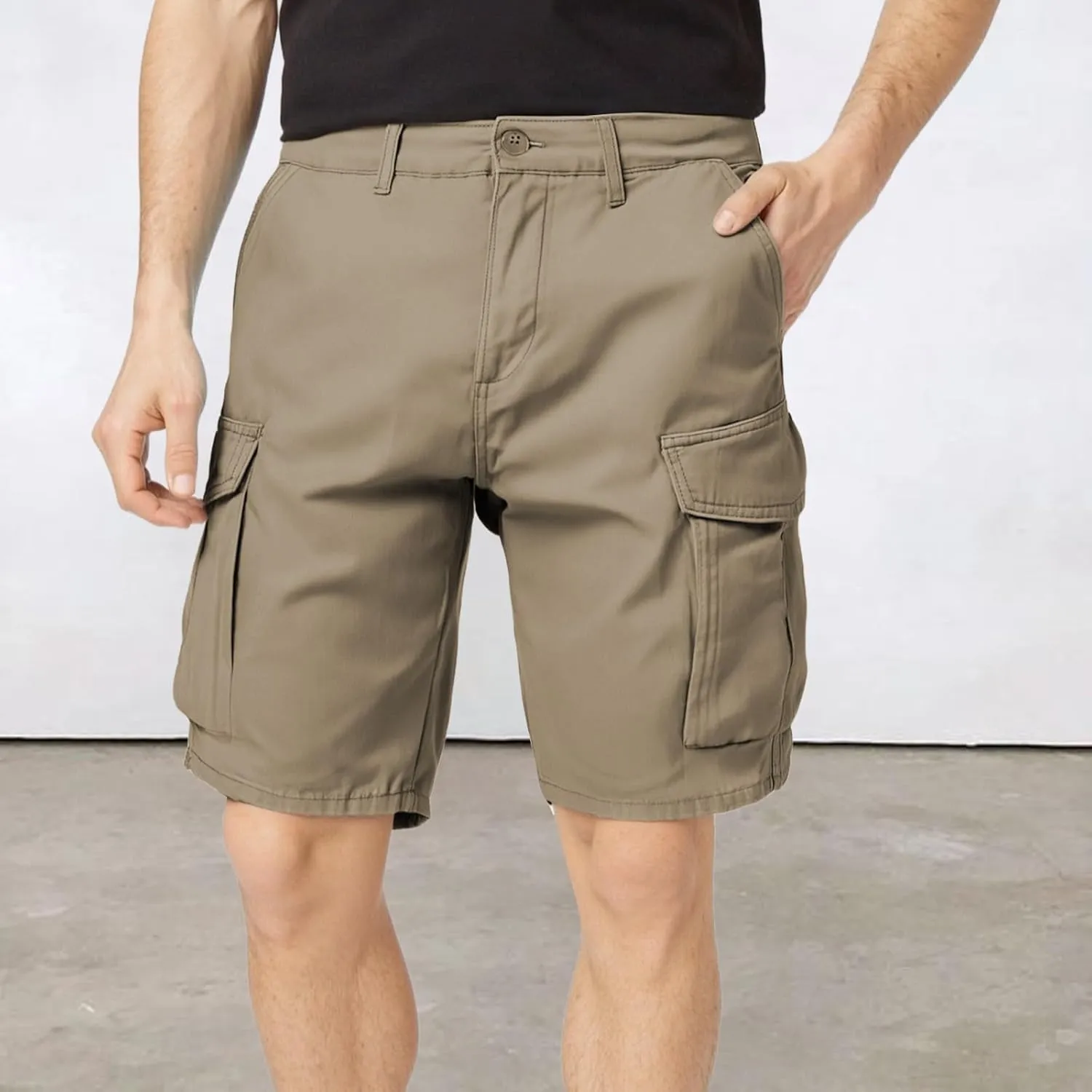 Casual Cargo Shorts for Mens Front Button Relaxed Stretch Lightweight Pant 2025 Summer Office Work Shorts with Pocket