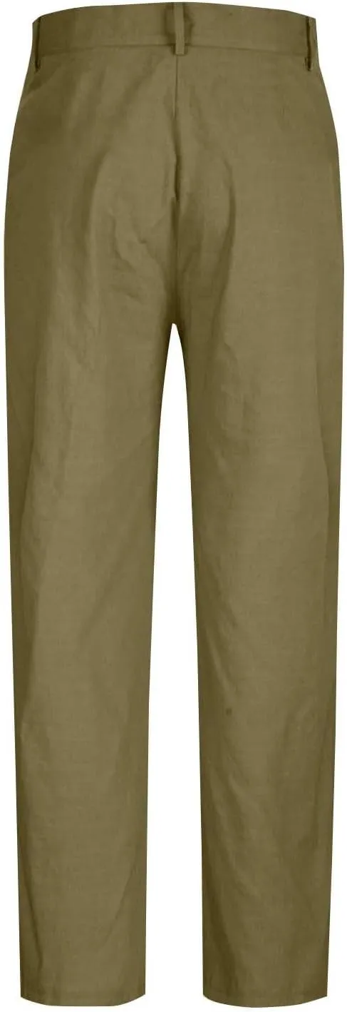Casual Loose Fit Linen Pants for Men Loose Fit Straight-Legs Yoga Beach Trousers with Pocket Summer Plain Beach Pant